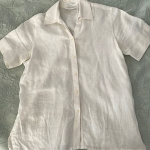 Liz Claiborne Linen Cream Short Sleeved Blouse Size PS